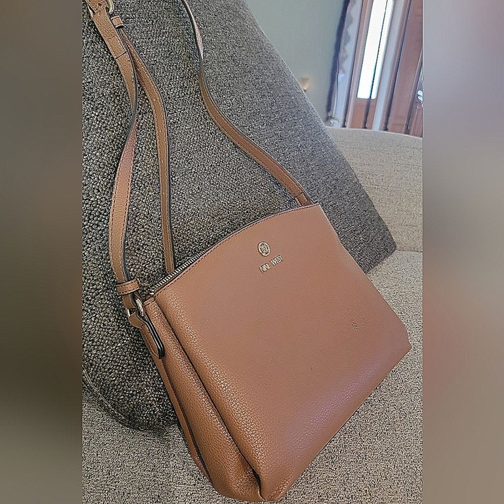 Nine West Siera Triple Compartment Crossbody Tan Bag Purse